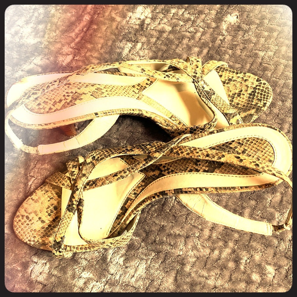 Adorable snakeskin print kitten heels 🐍